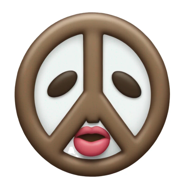 closed eye lip bite holding up two backwards peace sign sticker