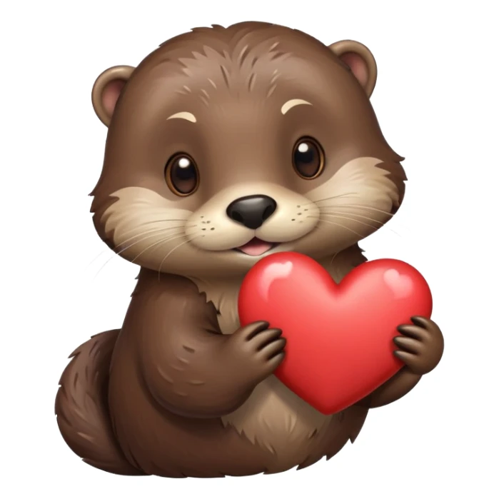 (Apple iPhone style): an otter in front of a heart  sticker