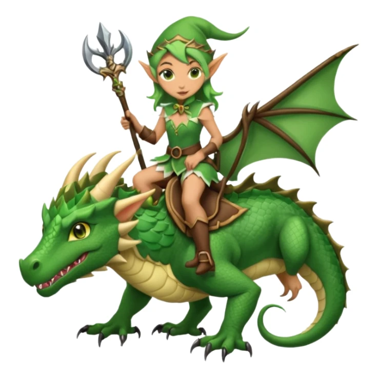 Elf dragon-tamer with bow riding a scaled beast sticker
