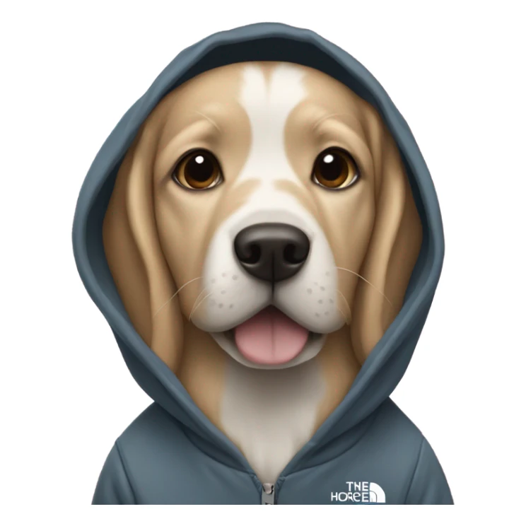 Dog wearing a north face hoody  sticker