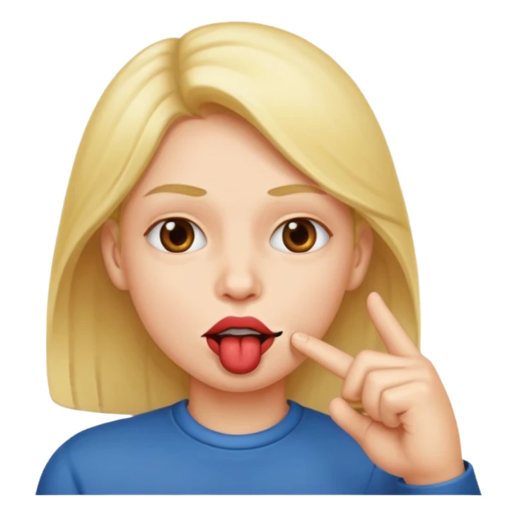 A lip biting with a finger in the mouth sticker