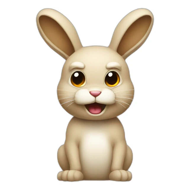 An angry bunny color beige sticker