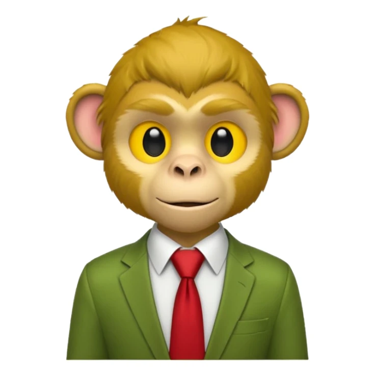 yellow monkey with green shirt,red tie sticker