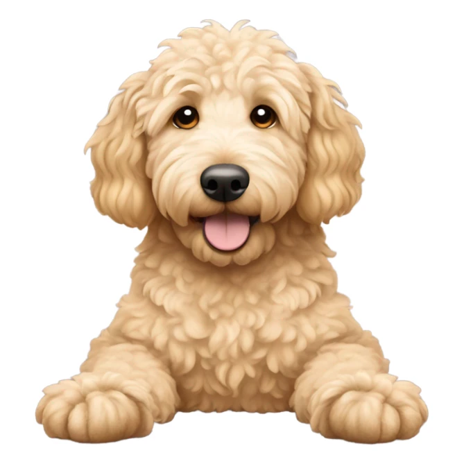 Golden doodle laying on their back with feet up sticker