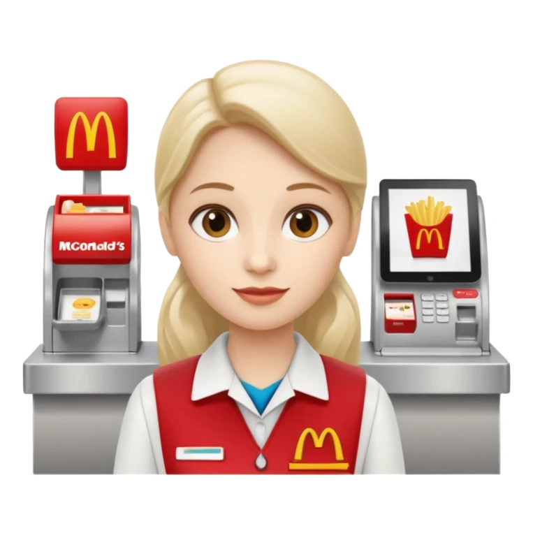white cashier at McDonald's counter sticker