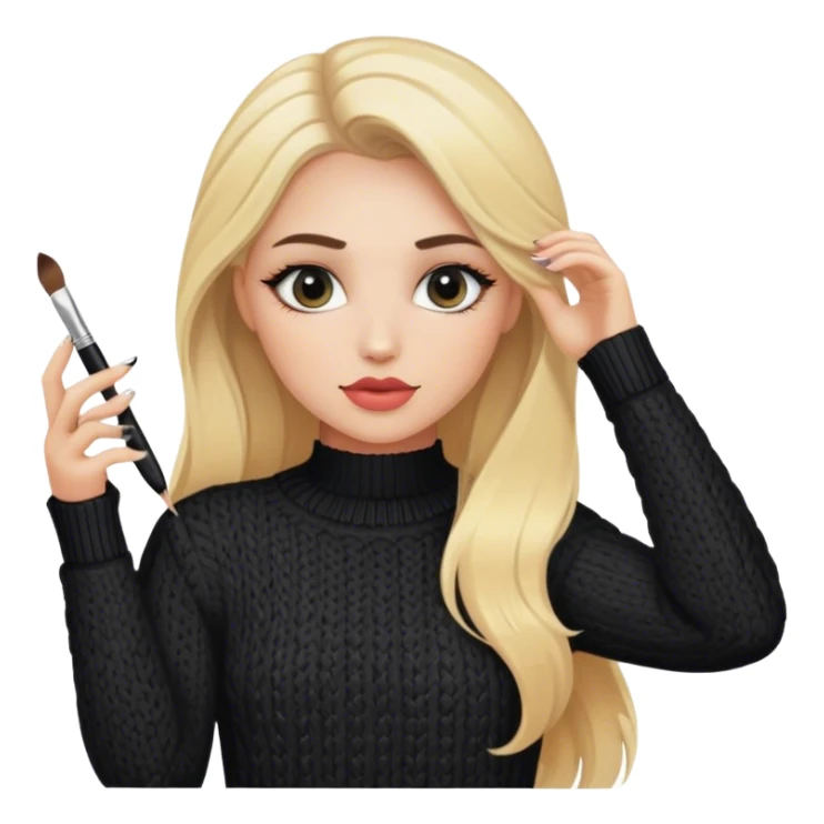 luxury blonde makeup artist wearing black knitted sweater sticker