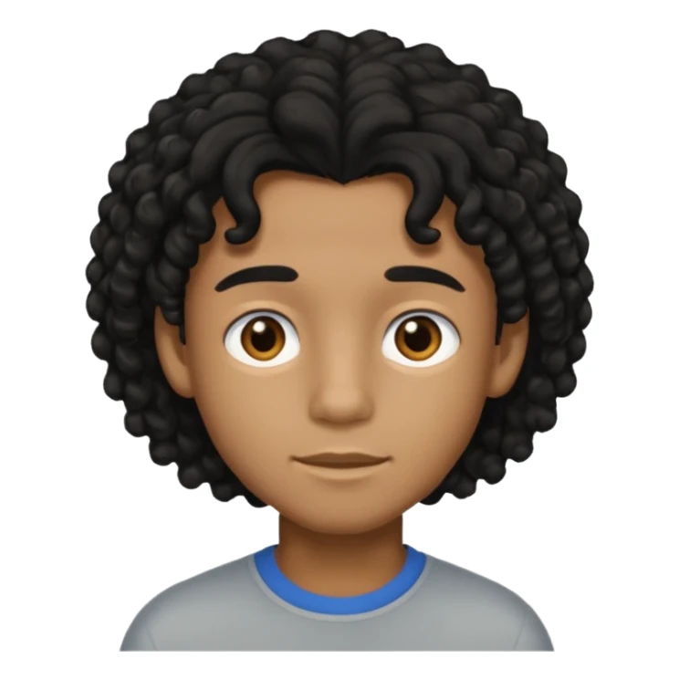 black boy with slightly long, curly black hair  sticker