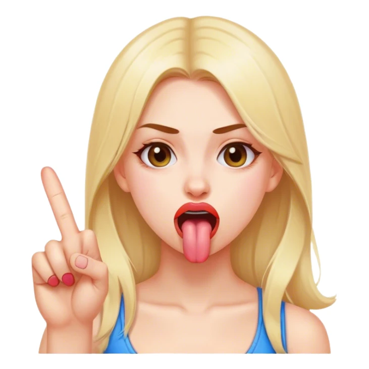 Girl sticking tongue out with middle fingers  sticker