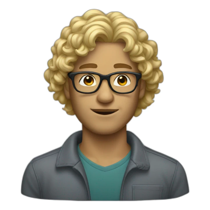 Blond man curly hair glasses sticker