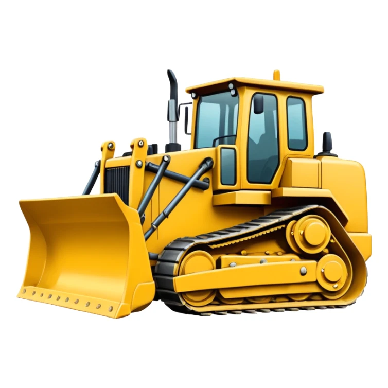 Design a bulldozer truck with a large front blade sticker