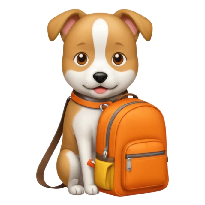 perrito repartidor de Rappi, emoji style, transparent background, with orange backpack sticker