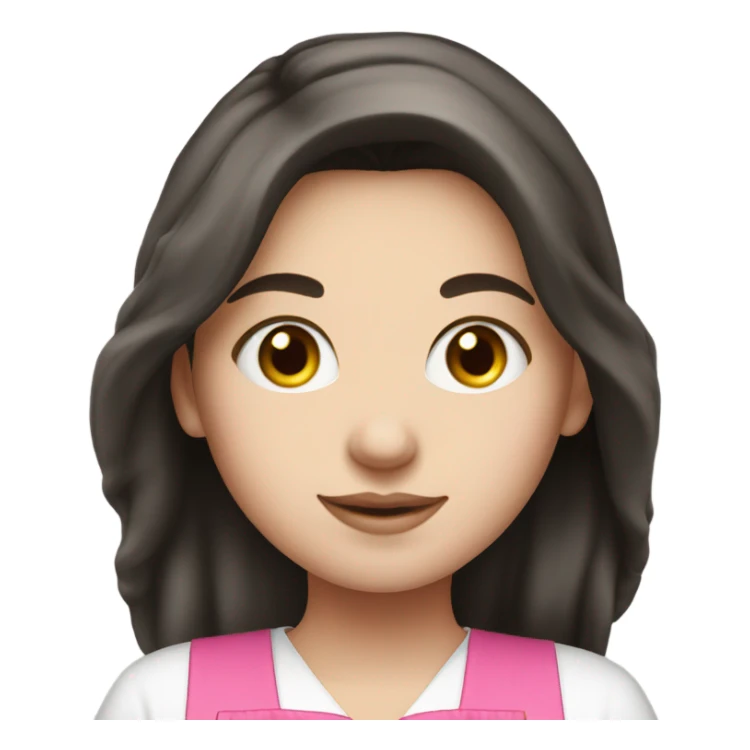 A white girl with long dark hair in pink apron sticker
