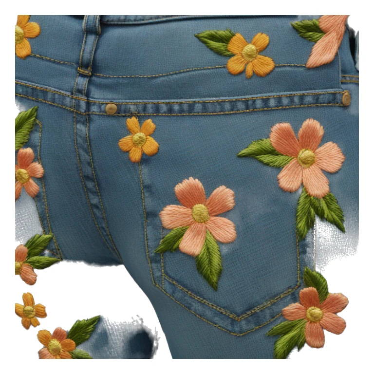 floral embroidered bell bottom jeans sticker