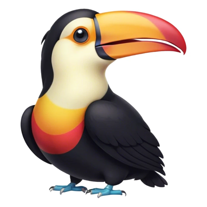 Cinematic Cute Yawning Toucan Portrait Emoji, Head tilted slightly with a dramatic, wide-open yawn, showcasing a colorful, expressive beak and sleepy, half-closed eyes with a relaxed demeanor, Simplified yet irresistibly adorable features, highly detailed, glowing with a soft, cozy tropical glow, high shine, relaxed yet expressive, stylized with a dash of whimsical charm, soft glowing outline, capturing the essence of a drowsy yet affectionate toucan that appears ready to stretch out for a nap! sticker