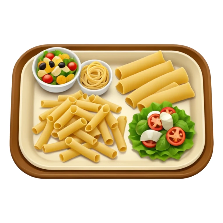 rectangle tray meal with  pasta, salad desert sticker