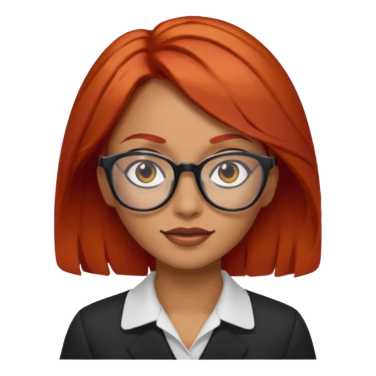 Una mujer con pelo rojo y lentes trigueña sticker