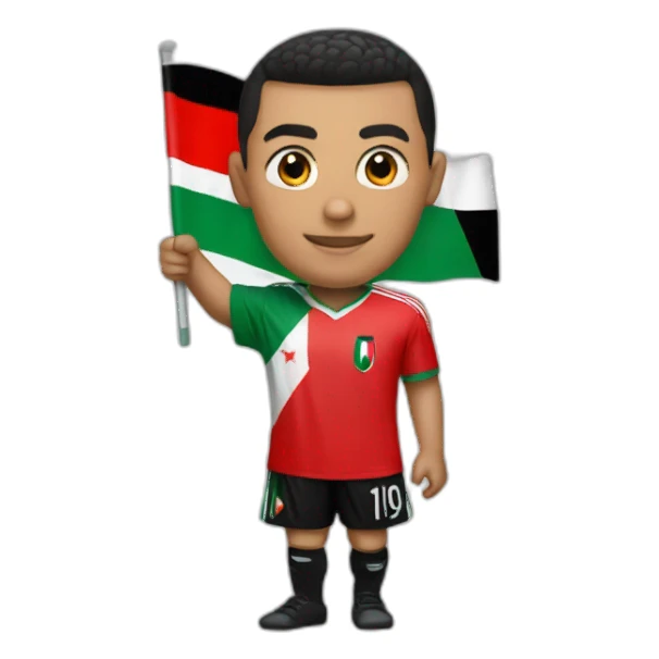 Ronaldo with the flag of palestine on the hand sticker