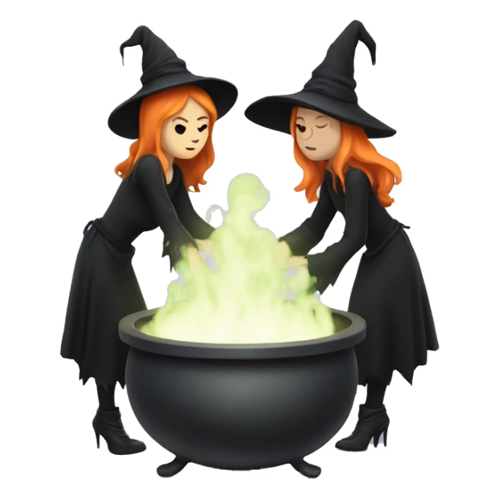 Coven of witches holding hands around a bubbling cauldron  sticker