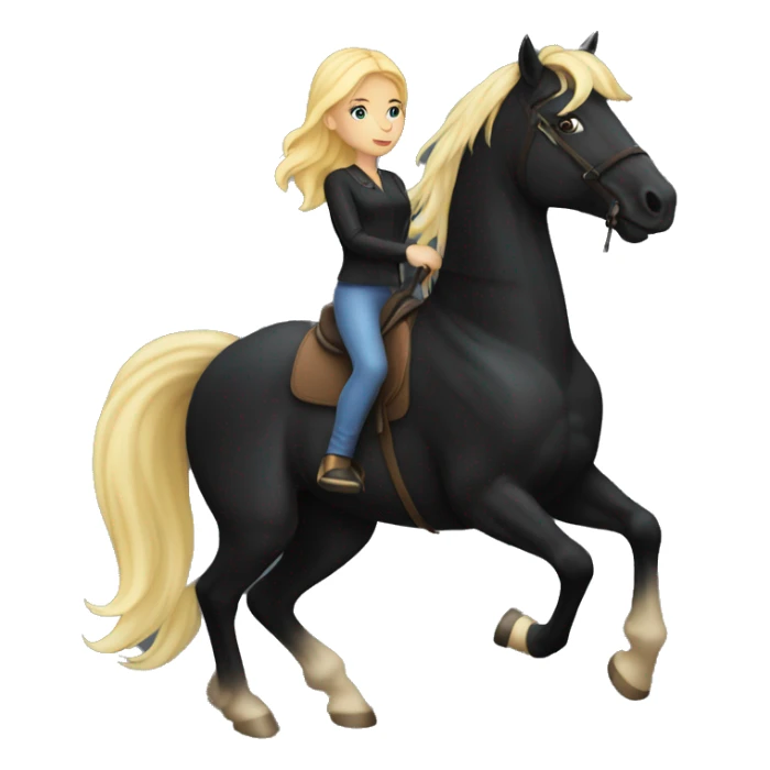 Blonde girl on a black horse sticker