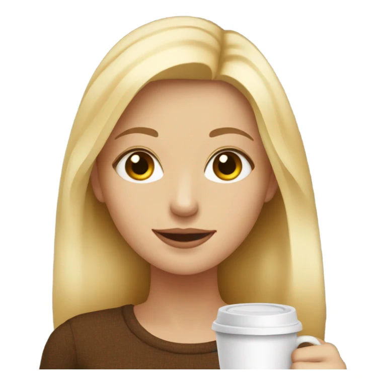 Blonde girl drinking coffee hazel eyes sticker