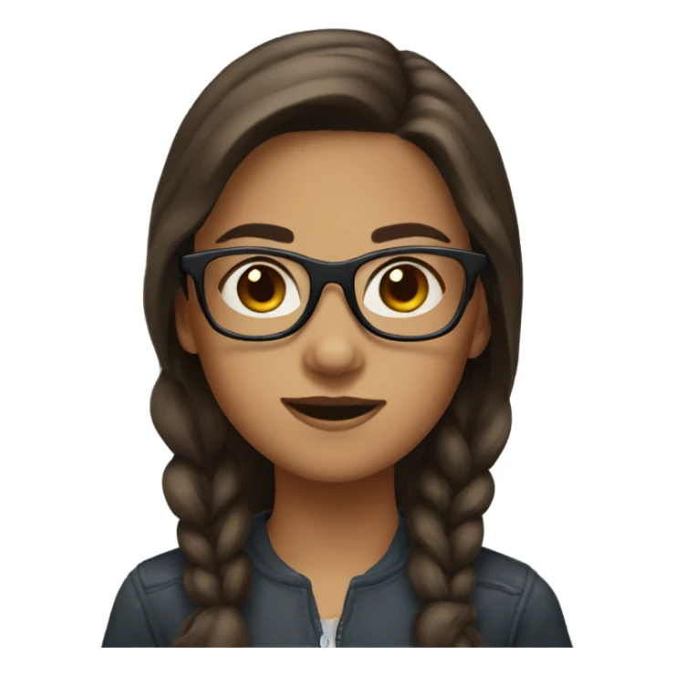 a girl with brown hair and black glasses sticker