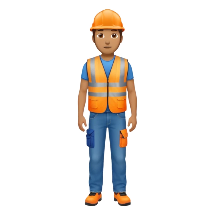 man in orange hi vis vest and jeans, standing full body sticker