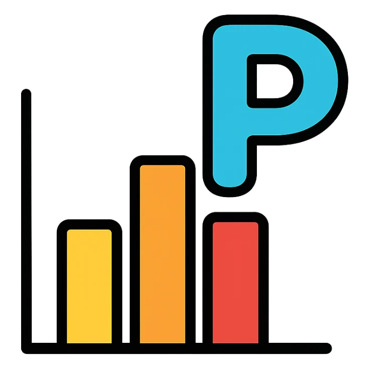 Probability symbol in a lineal color icon with black outlines sticker