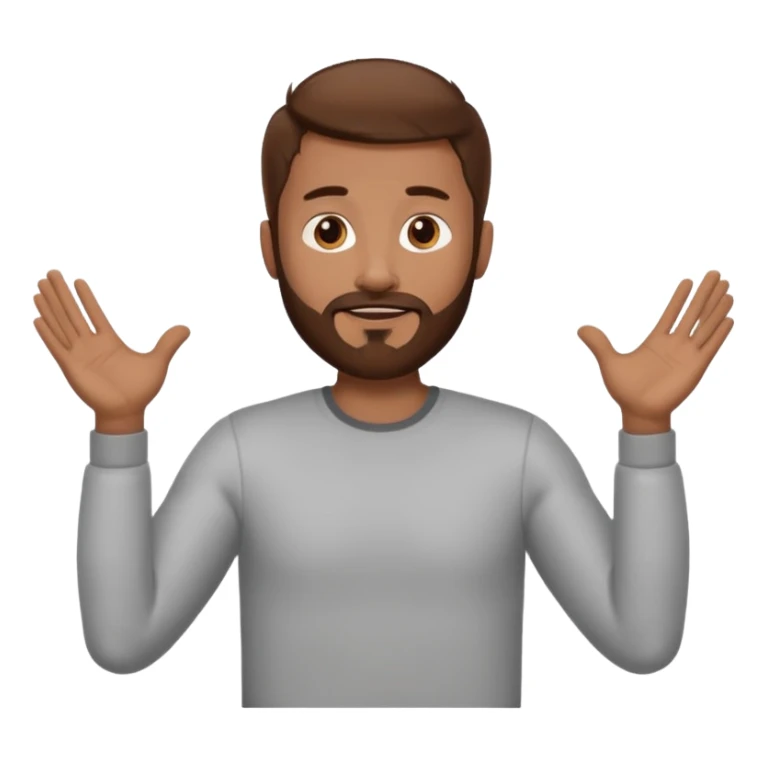 A man with brown hair and beard with his arms open waiting for a hug sticker