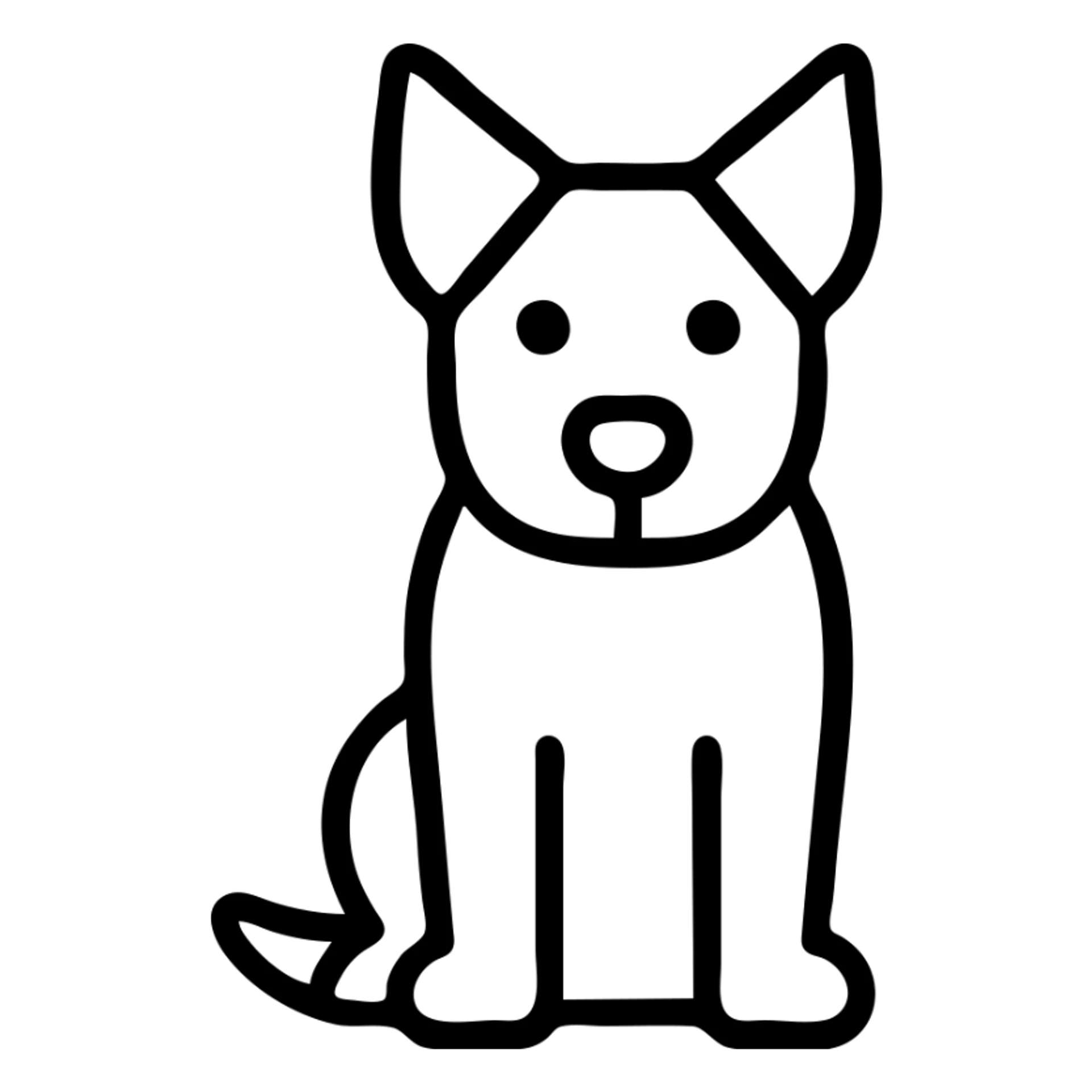outlined icon style black grey and white blue heeler dog sitting minimal details sticker