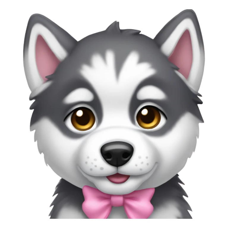 Husky puppy with pink bow sticker