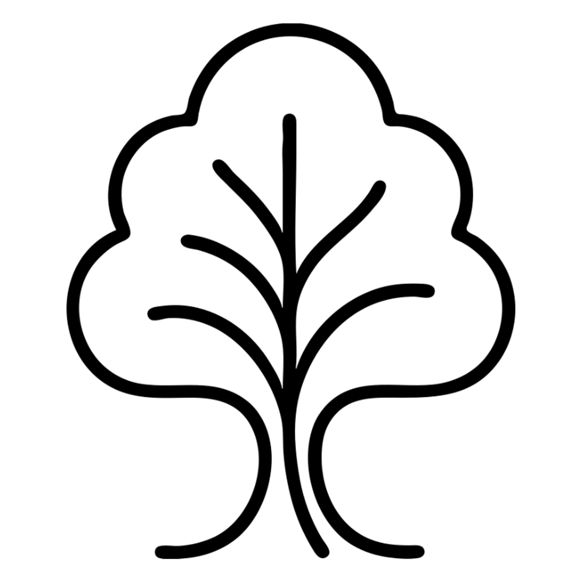 Elegant tree silhouette with flowing lines, corporate environmental responsibility symbol, refined and professional sticker