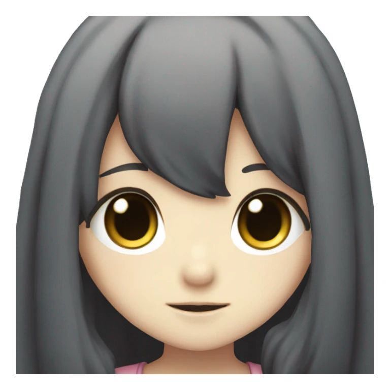 kawaii long dark hair anime girl  sticker