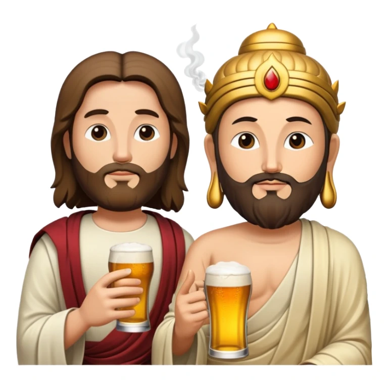 Jesus and Buddha smoking cigarettes and drinking beer sticker