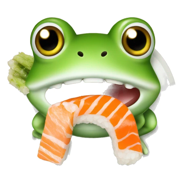 Frog grabbing sushi with it's tongue sticker