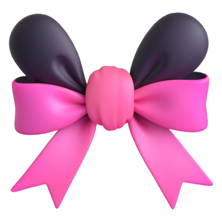 emoji style pink bow with gothic effect, pastel pink to black gradient,, remove background sticker