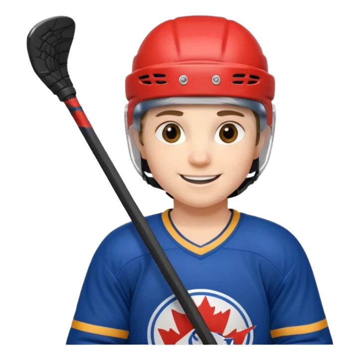 smile young ice hockey player with stick sticker