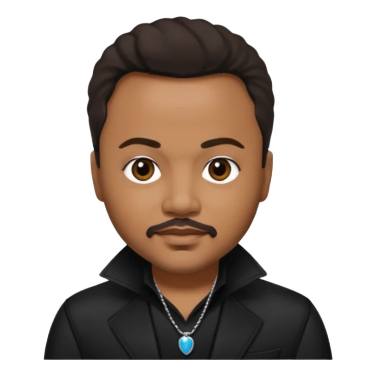 Howard Hewett with dark brown hair, black outfit sticker