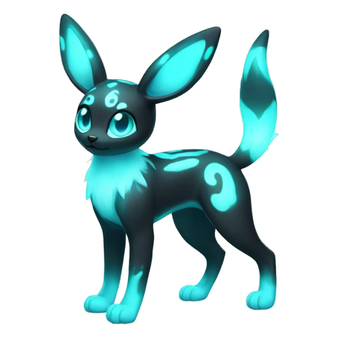 White Shiny Pastel Umbreon with glowing cyan markings full body sticker