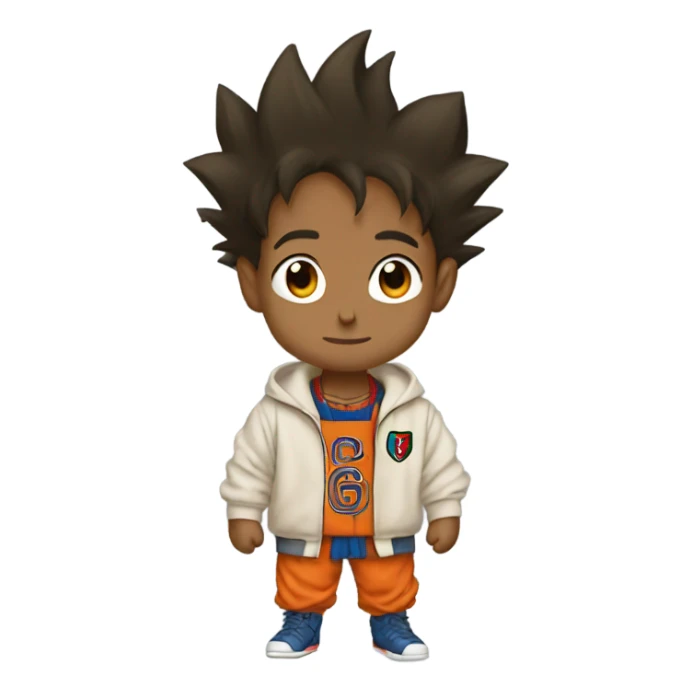 Goku wearing a gucci sweatshirt sticker