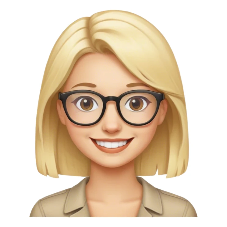 smiling blonde female with glasses sticker