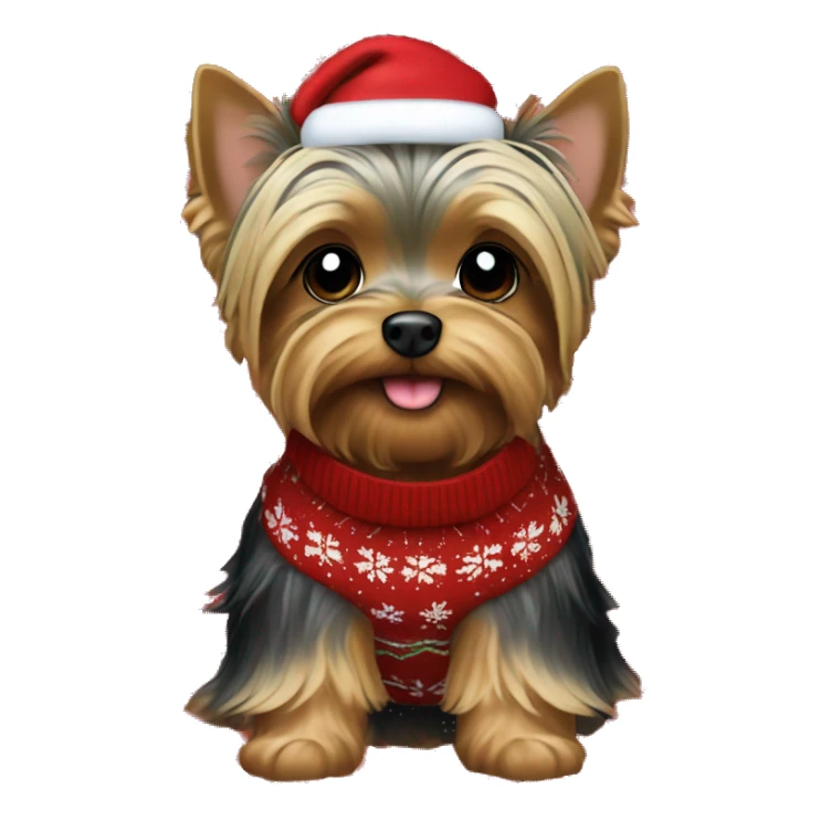 Male Yorkie wearing Christmas sweater sticker