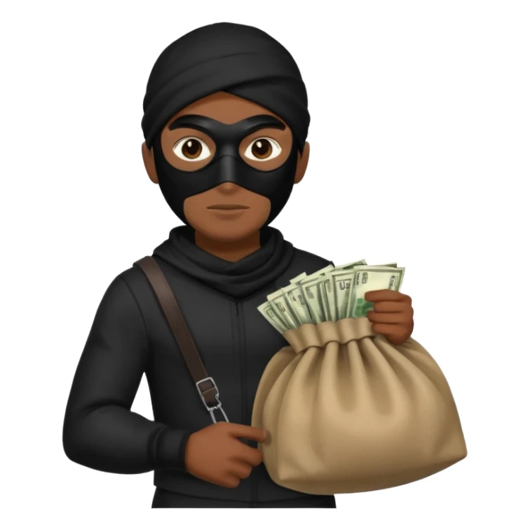 Ladro con la sacca dei soldi sulla spalla sticker