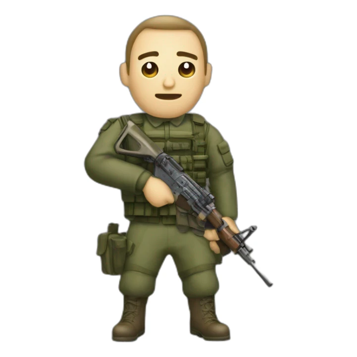 soldado ruso sucio combatiendo enfadado con fusil ak sticker