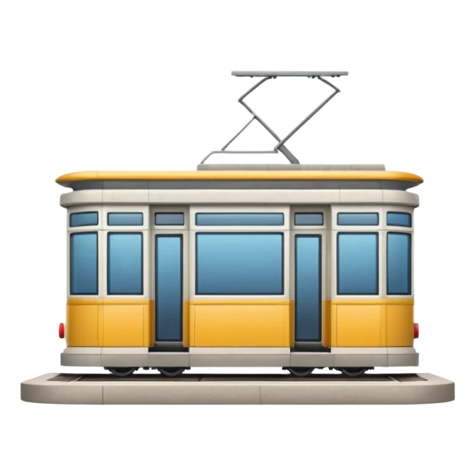 small tram station building with platform and visible tram, classic emoji style, different design sticker