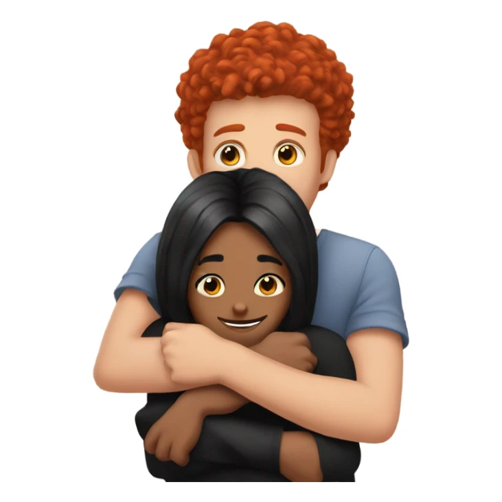 Red hair and black hair, friends hugging ￼ sticker