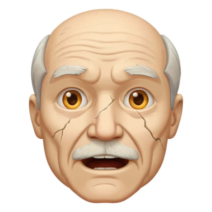 old white man with an open square mouth made of concrete sticker