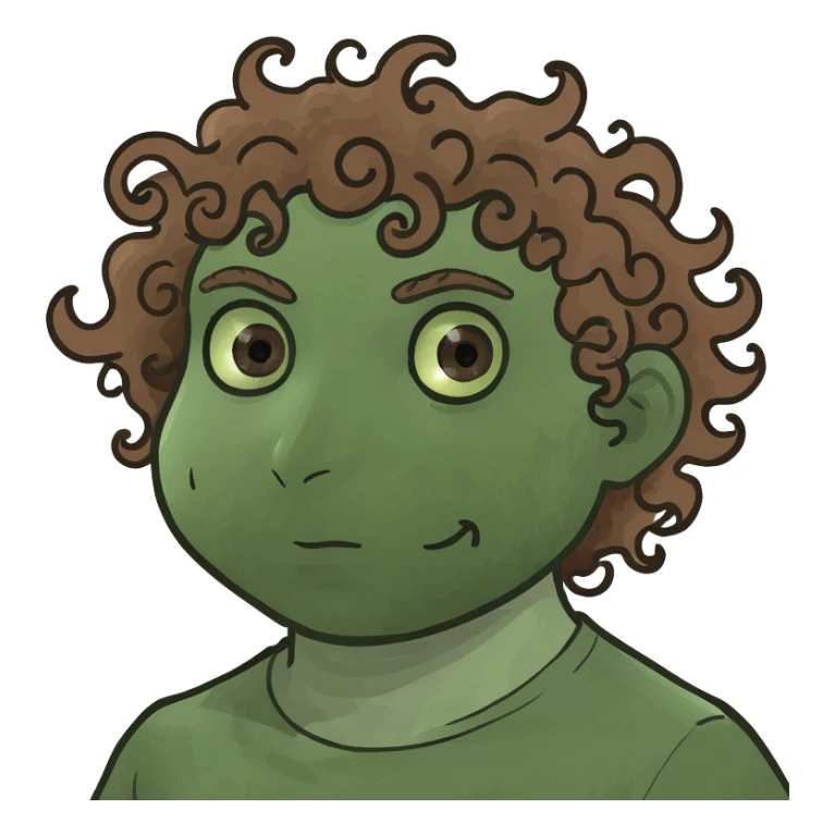 tall curly head w brown eyes  sticker