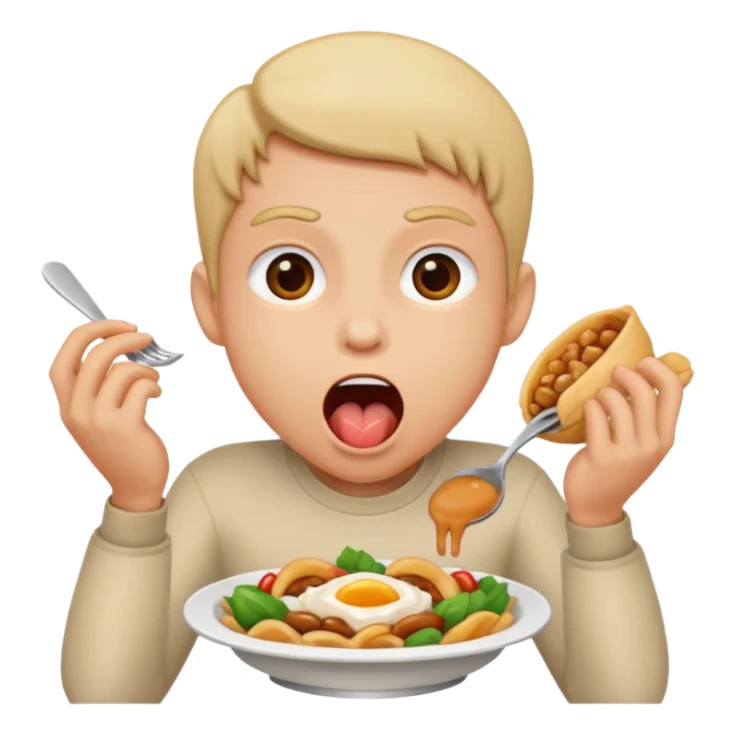 a person with a open mouth like he will eat food sticker