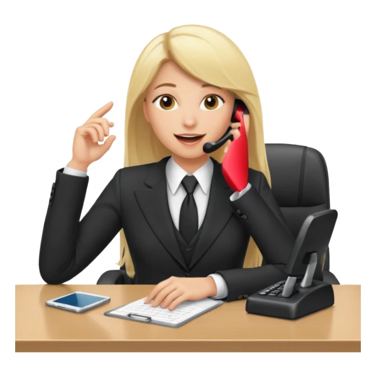 office-boss-excited-phone-desk-blonde sticker