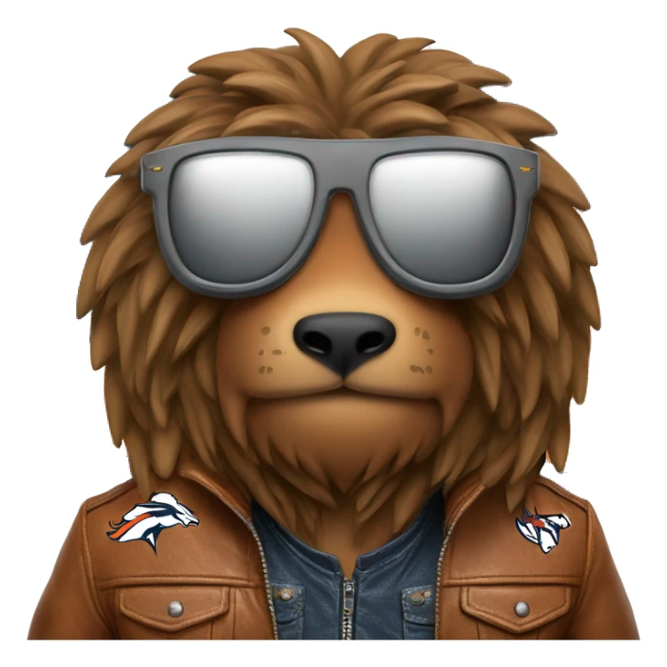 denver broncos mascot wearing a leather jacket and sunglasses sticker